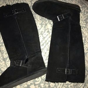 Bearpaw Johanna black, knee high suede boots